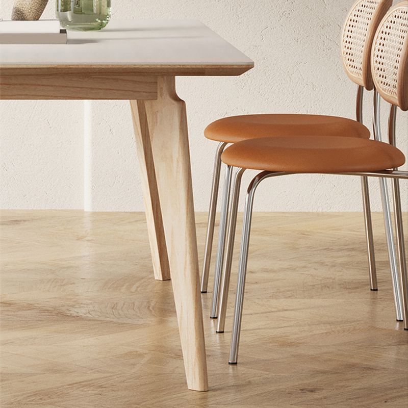 Contemporary Rectangular Dining Table with Light Brown Solid Wood Legs