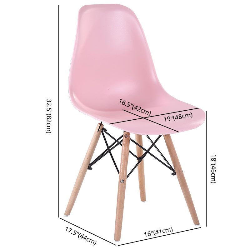 Moderner Esszimmerstühle plastischer Armloser Stuhl mit Holzbeinen