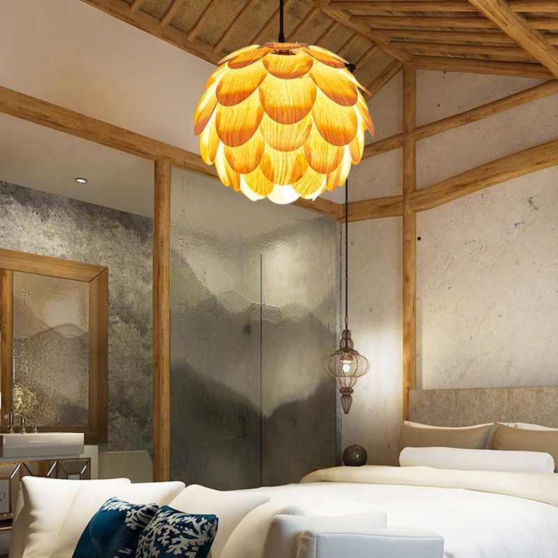 Moderner Stil Anhänger leichte Kiefernkegel Holz hängende Licht für das Restaurant