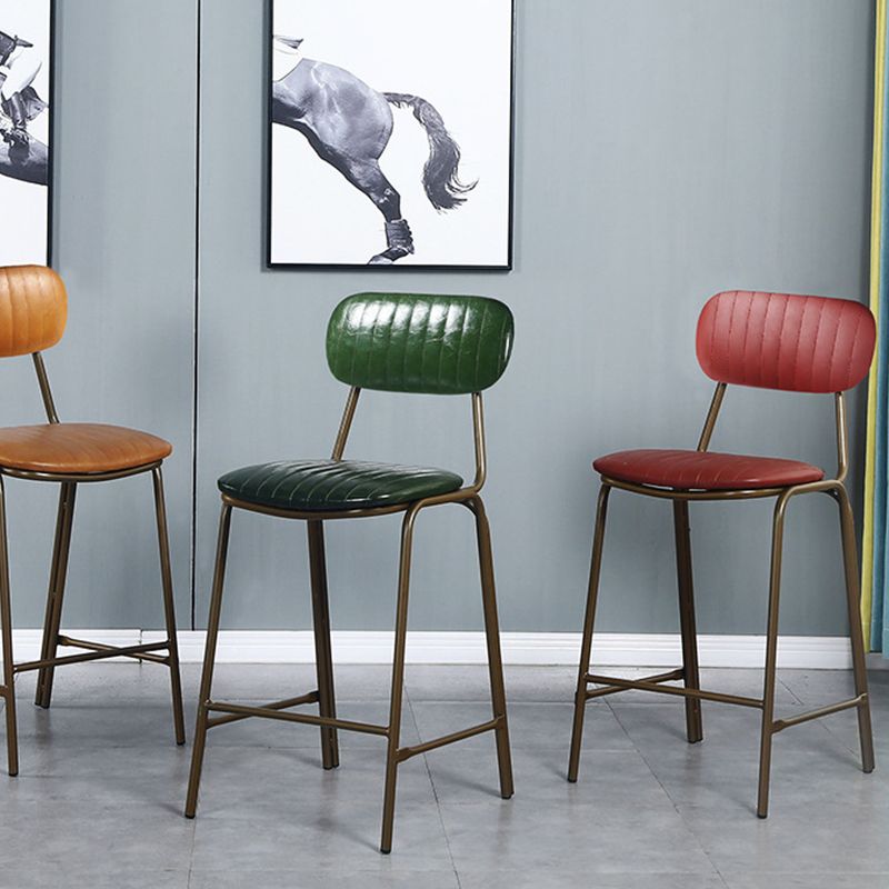 Modern Leather Bar Stool Backrest Counter Stool for Living Room