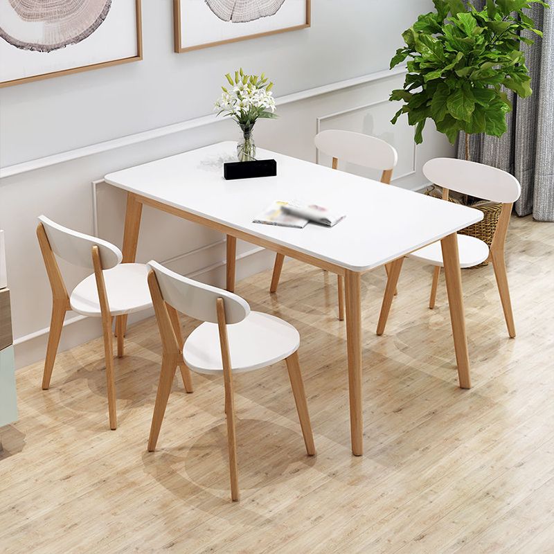 White Stone Top Dining Table Mid-Century Modern Table with 4 Legs