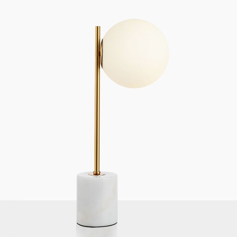 Simplicity Style Frosted Glass Globe Table Lamp White Marble Base Home Decorative Lighting Fixture