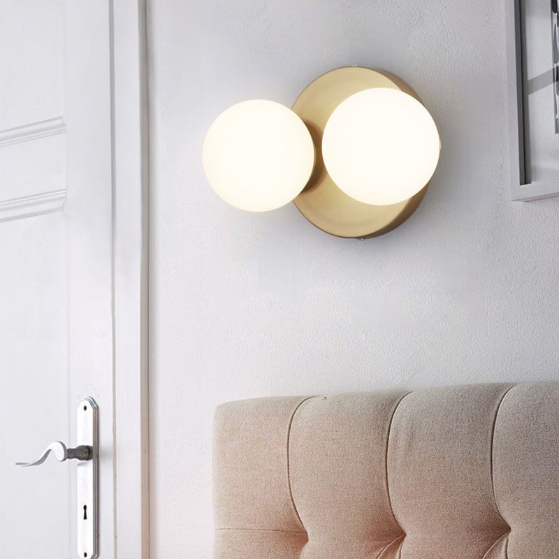 Minimalist Style Global Sconce Light Fixture Glass Bedroom Wall Lighting Fixture in Gold