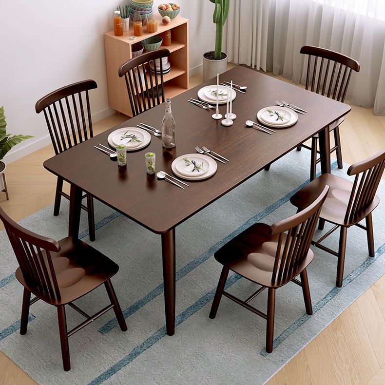 Minimalist Standard Solid Wood Dining Set Rectangle Shape for Kitchen Dining Set in Khaki