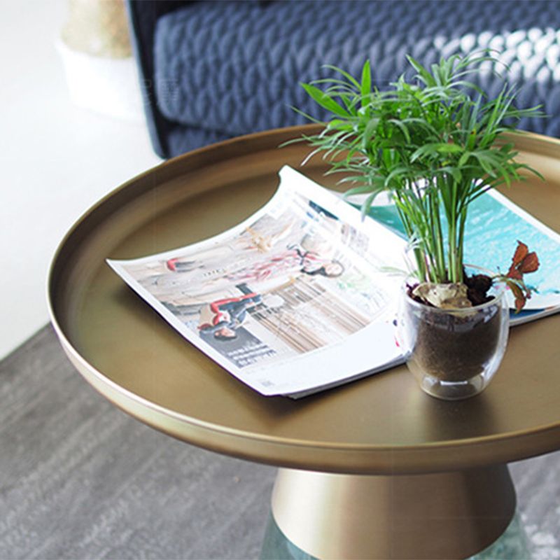 16.5"/20.4" Tall Glass Pedestal Metal Round Tray Top Coffee Table