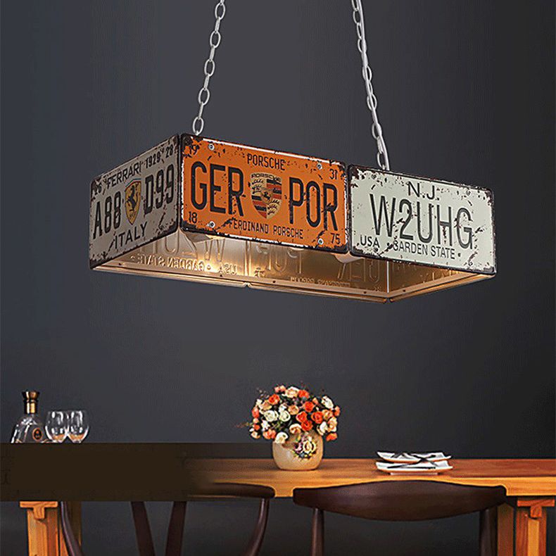 Rust Vintage Ceiling Hanging Light Fixture Metal Bar Chandelier Lighting Fixtures