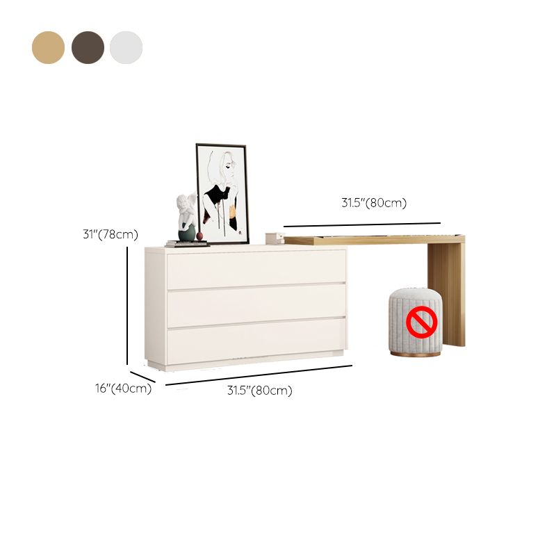 Bedroom Simple Make-up Vanity and Stool in White with Drawers