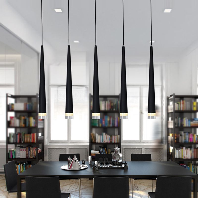 Minimalisme Conische led hangende licht moderne stijl lange kegelverlichtingsarmatuur met kristallen lampenkap