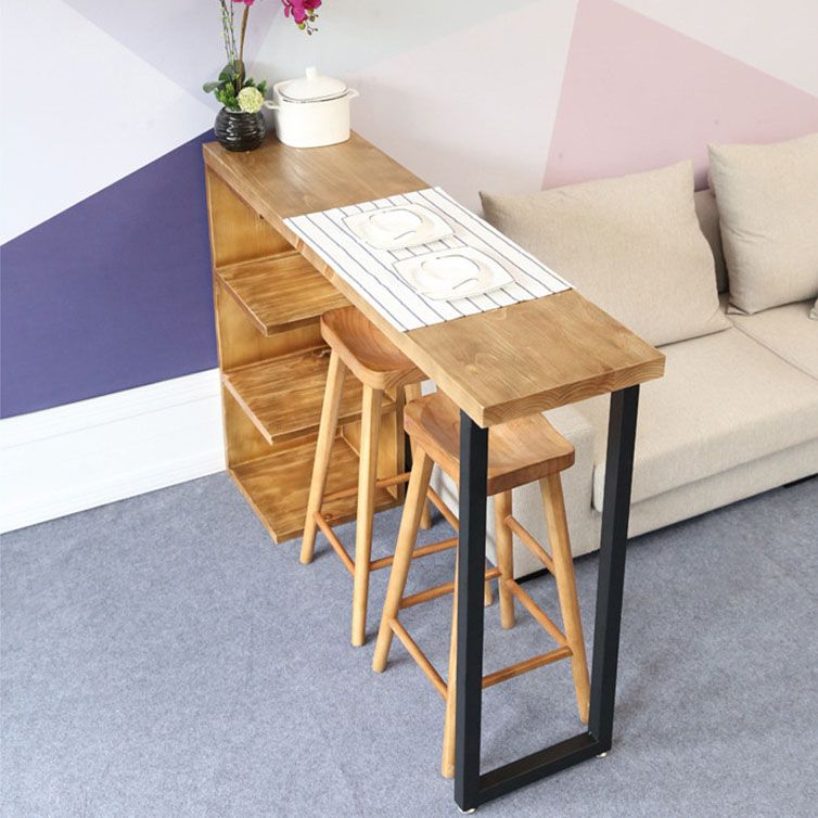 Industrial 1/2/3 Pieces Bar Table Set Rectangle Bar Table with High Wood Stools