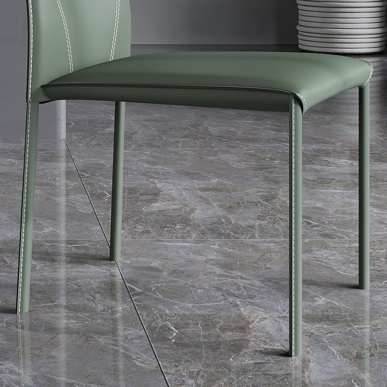 Minimalist Style Armless Solid Back Dining Side Chairs Leather Dining Side Chair