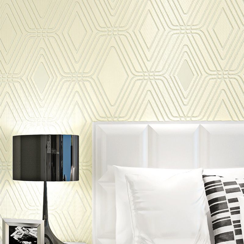 Textured PVC Wall Art Contemporary Non-Pasted Wallpaper Roll with Diamond Pattern