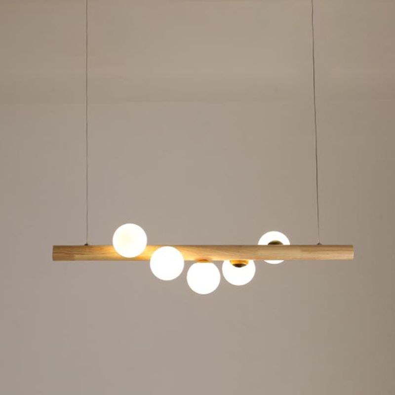 Modern Style Linear Hanging Island Lights White Glass Pendant Light Fixtures