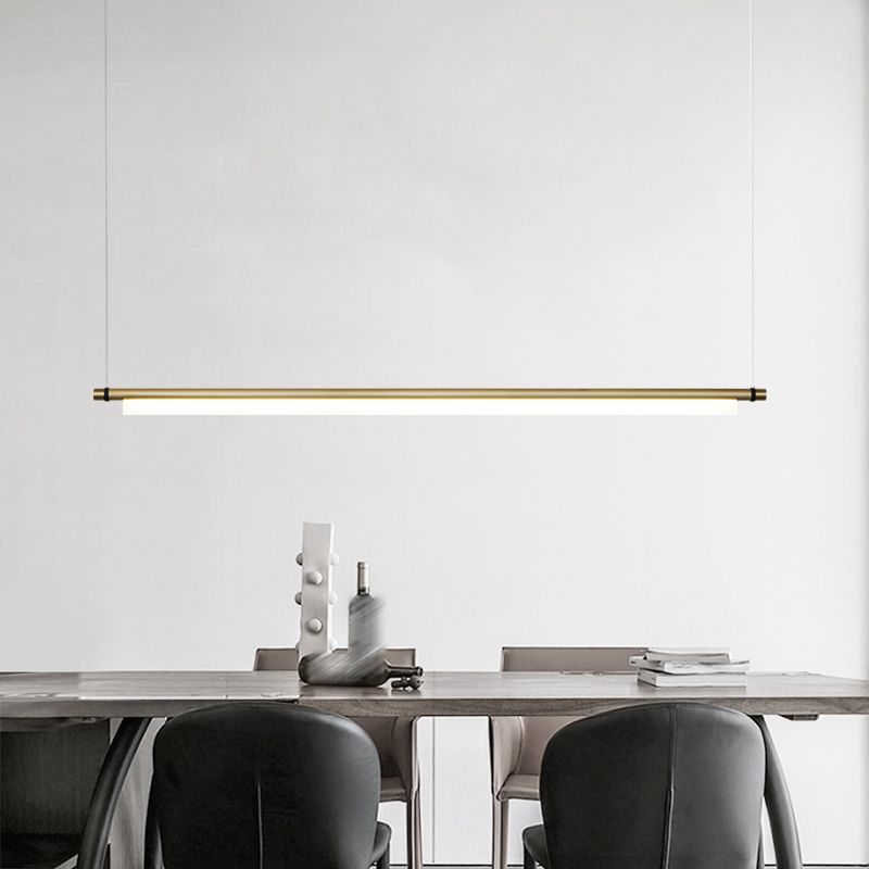 Modern Rectangle Island Lighting Fixtures 1-Light Restaurant LED Suspension Lamp