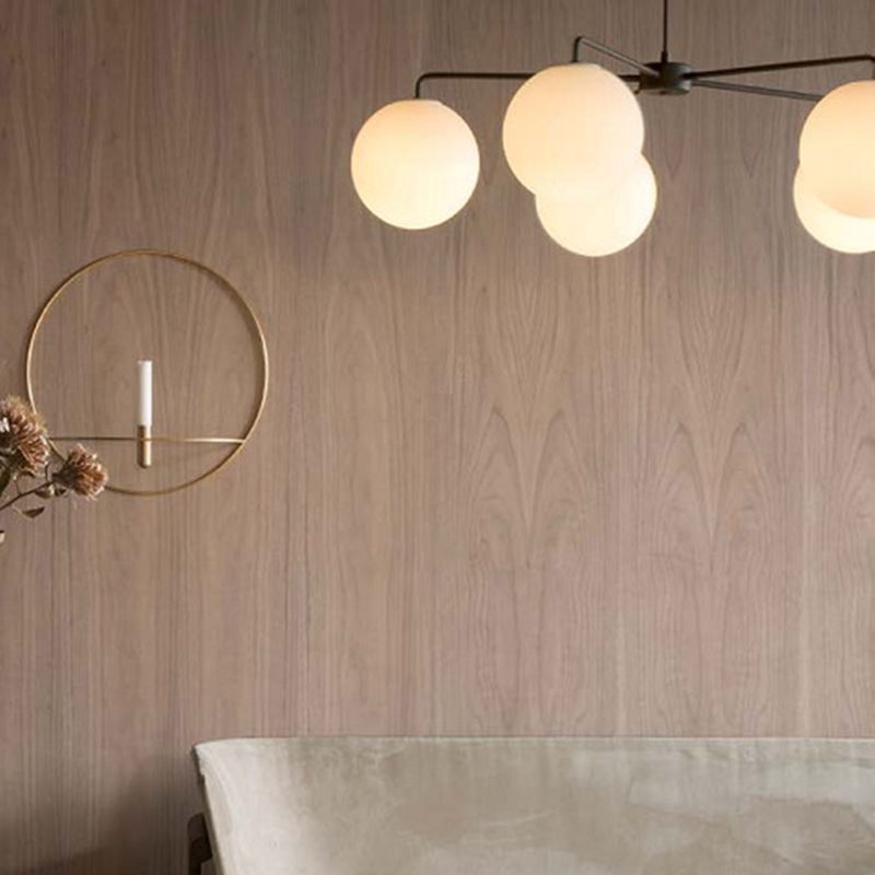 Modern Minimalist Chandelier Light Fixture Spherical White Glass 5 Light Ceiling Chandelier for Living Room