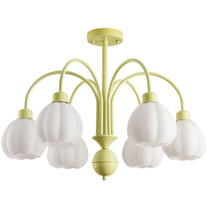 Nordic Glass Ceiling Light Green Flush Mount Lighting Fixture for Bedroom