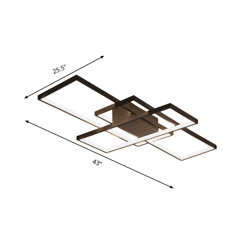 35.5"/43" Wide Black/White 3-Rectangle Ceiling Light Modern LED Acrylic Semi Flush Mount Light in Warm/White Light