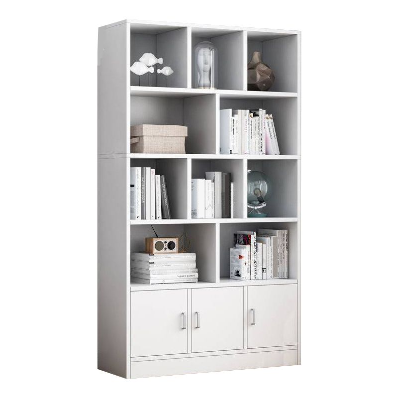 Modern Vertical Closed Back Bookcase Engineered Wood Bookshelf with Cabinets