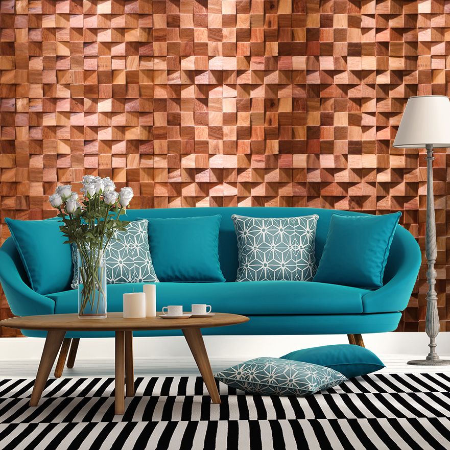 Brown Wood Wall Panel Indoor Mosaic Modern Glue Down Wall Panel