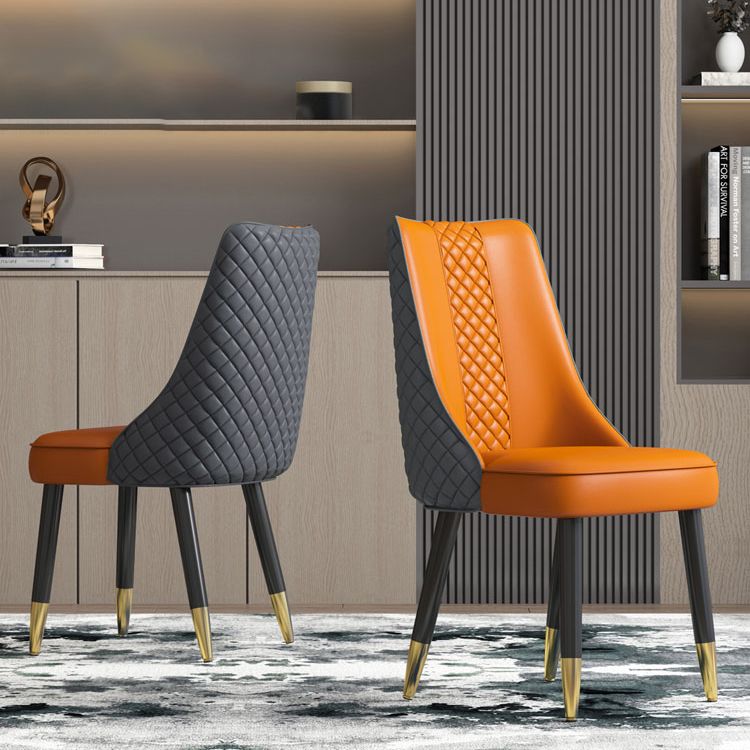 Industrial Style Dining Chairs Faux Leather Kitchen Chairs with Wood Legs