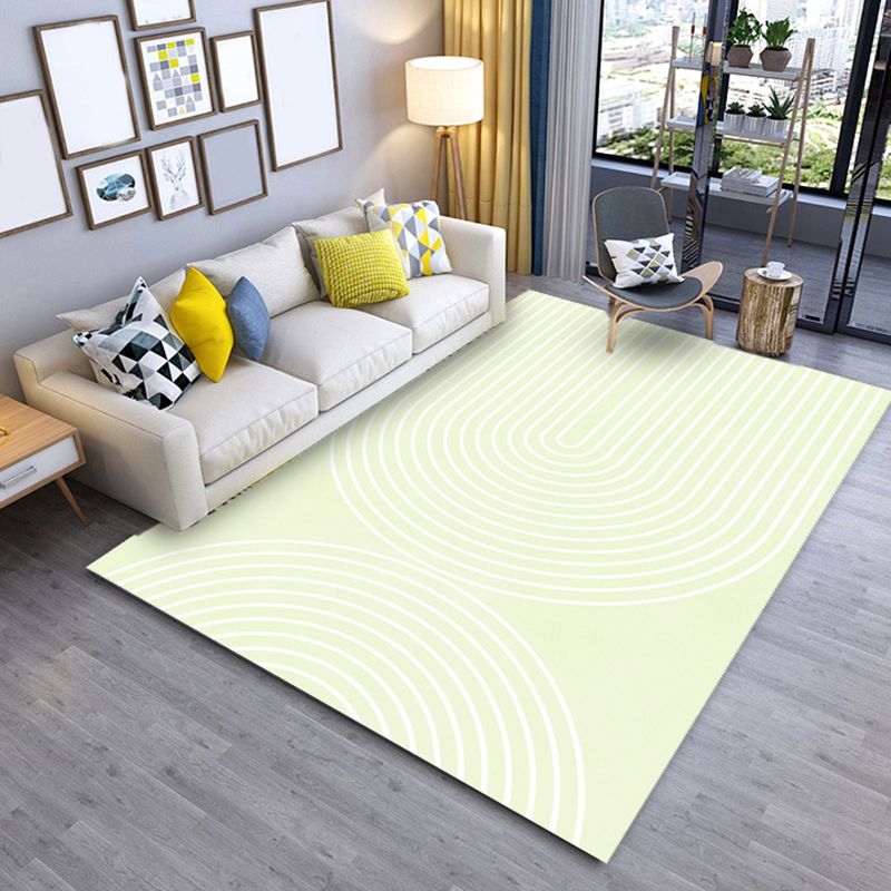 Grey Modern Carpet Polyester Line Carpet Washable Rug for Home Decor