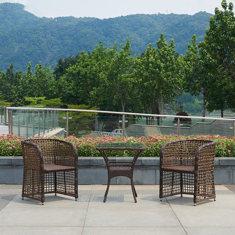 Modern 1/3 Pieces Dining Metal Set Glass Dining Table Set for Outdoor