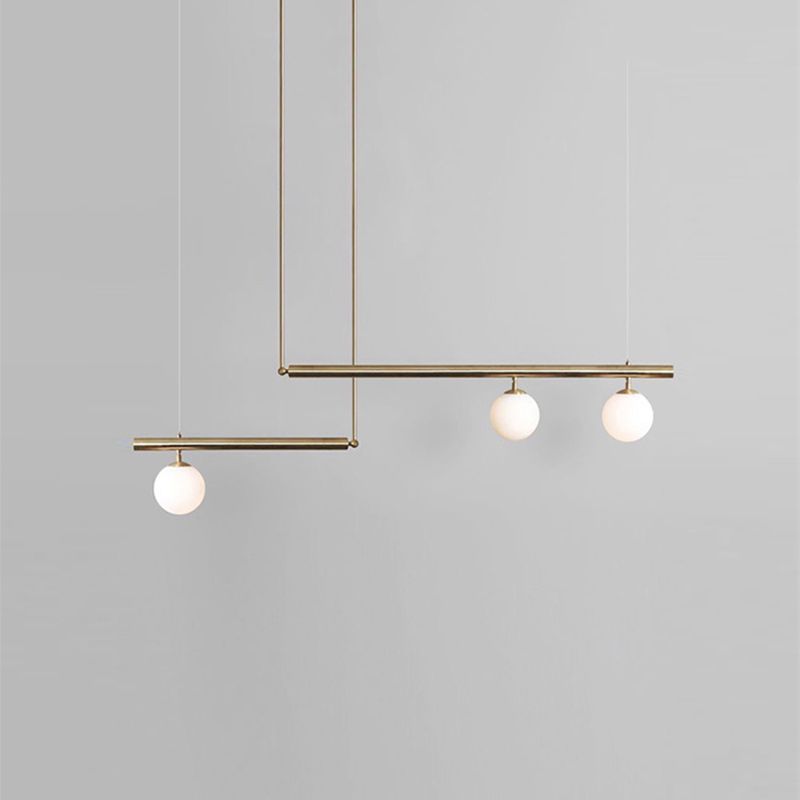 Luz de la isla de isla contemporánea Luz de techo de la isla de vidrio en oro para cocina