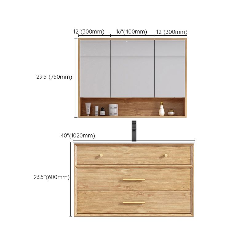 Freestanding Drawers Bath Vanity Wood Rectangle Single Sink Mirror Bathroom Vanity