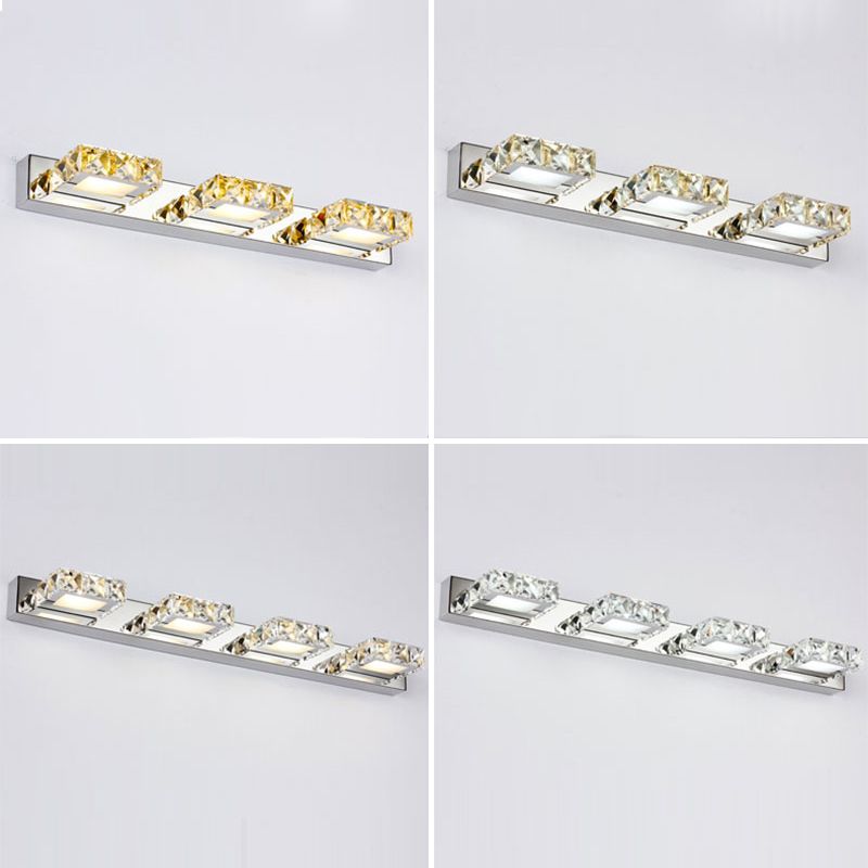 Modern Crystal Makeup Mirror Light Stainless Steel LED Mirror Lamp Fixture for Bathroom