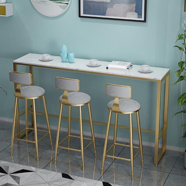 Metal Base Pub Table Glam Rectangle Bar Height Bar Table for Indoor