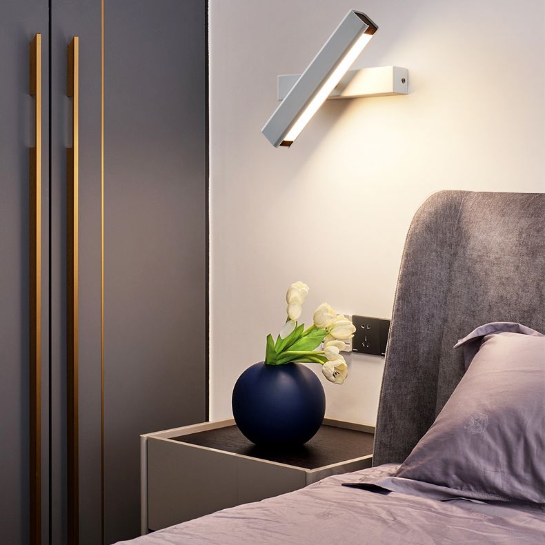 Rectangular Aluminium Rotatable Wall Sconce in Modern Concise Style Wrought Iron LED Wall Light with Wooden Decoration