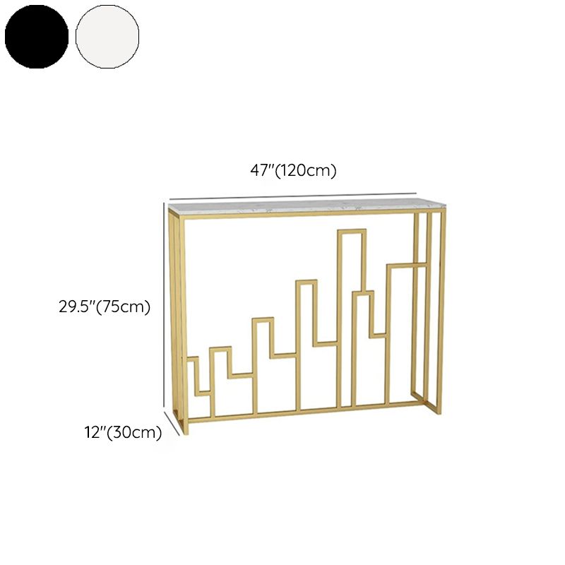 11.81" W Contemporary Console Accent Table Antique Finish Sofa Console Table in Marble