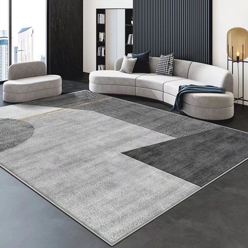 Dark Gray Gorgeous Rug Polyester Graphic Rug Stain Resistant Rug for Living Room