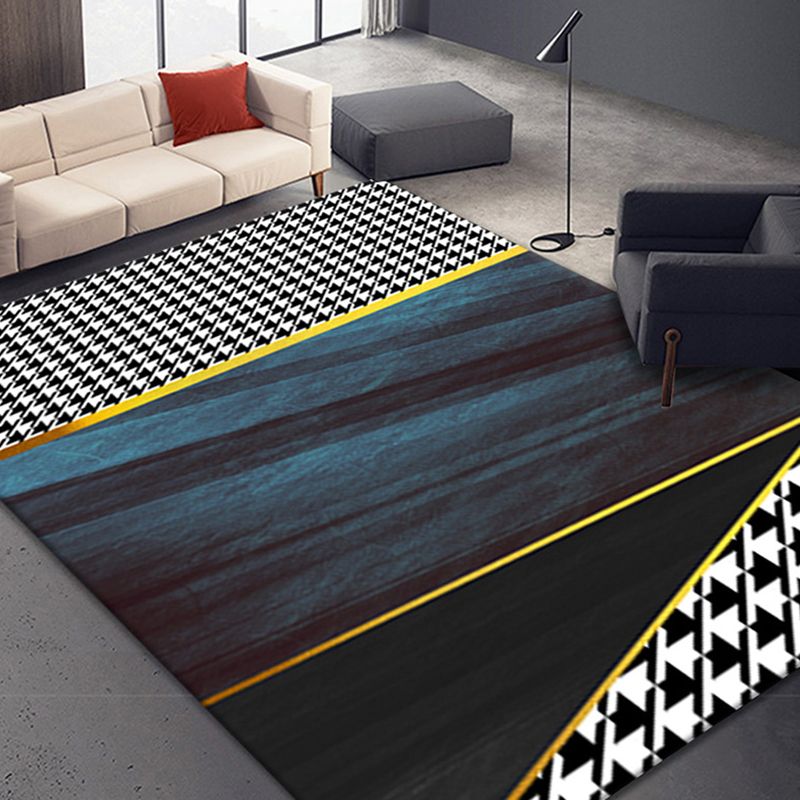 Contemporary Houndstooth Print Rug Polyester Area Carpet Pet Friendly Indoor Rug for Living Room