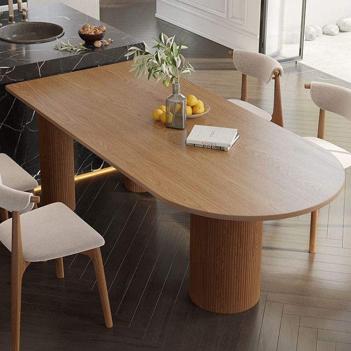 Contemporary Dining Table Solid Wood Table with 3 Legs for Dining Room