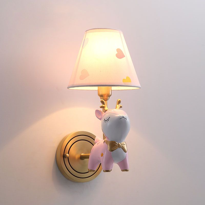 Minimalist Style Wall Sconce Lighting Deer Sconce Light Fixture with Fabric Shade