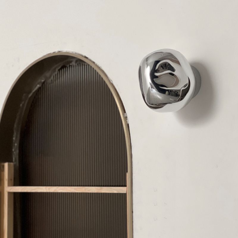 Unique 1 - Light Wall Light Fixture Modern Glass Wall Sconce in Sliver / Amber