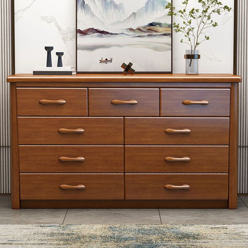 Home Contemporary Storage Chest Rubber Wood Chest with Drawers