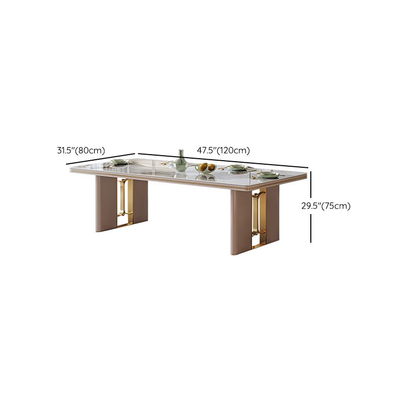 Modern Style 1/4/5/6/7 Pieces Dining Room Table Rectangle Stone Furniture in White