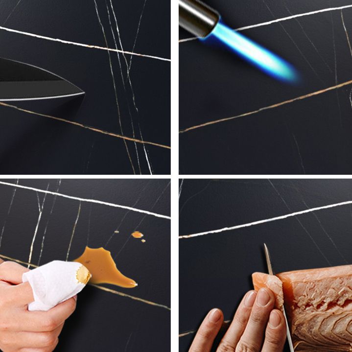 Rectangular Stone Dining Table Traditional Luxury Dining Furniture with Metal Base