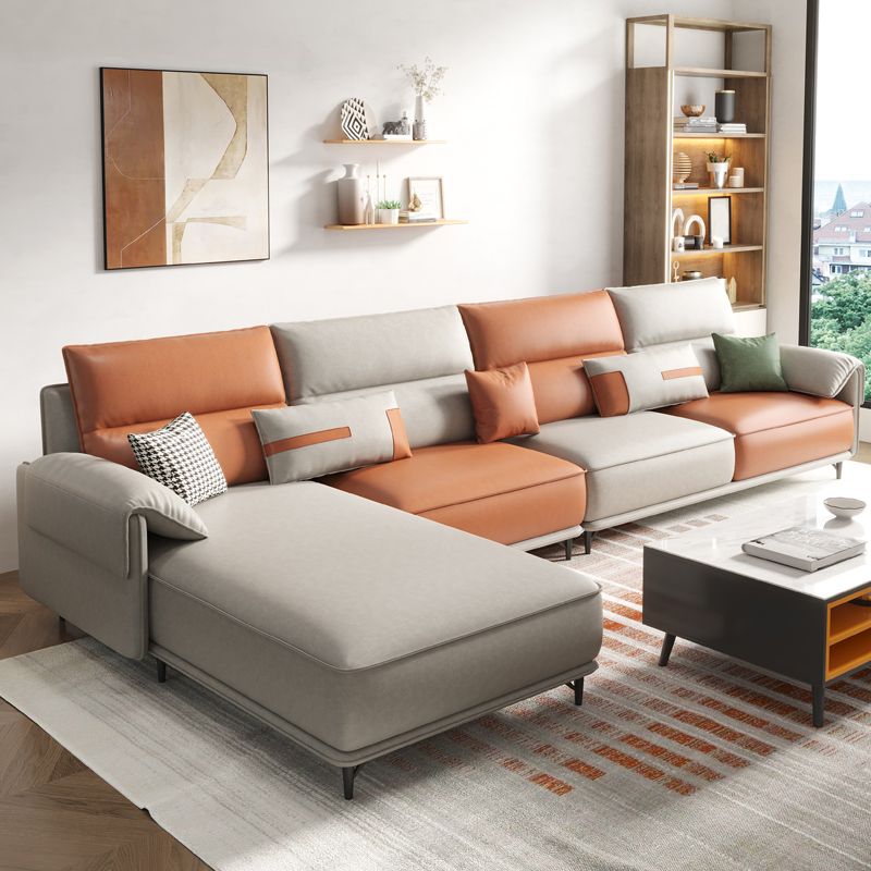 Pillow Top Arm Pillowed Back Cushions L-Shape Sectional Sofa with Chaise