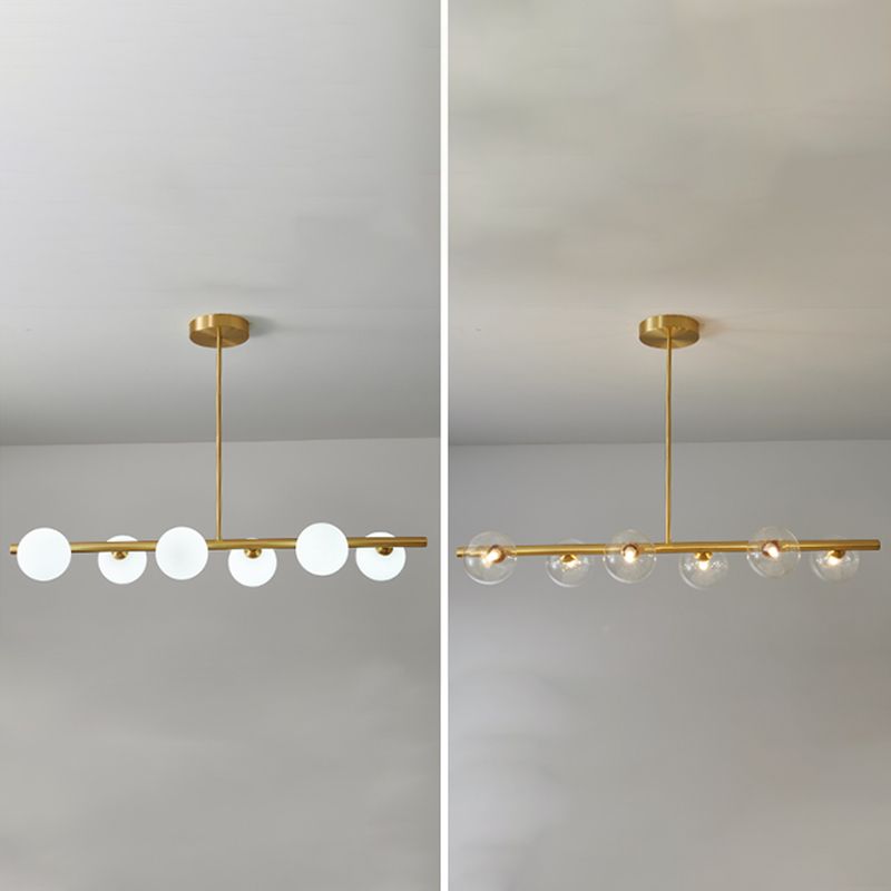 Modern Style Spherical Shape Island Lights Glass Island Lighting in Gold