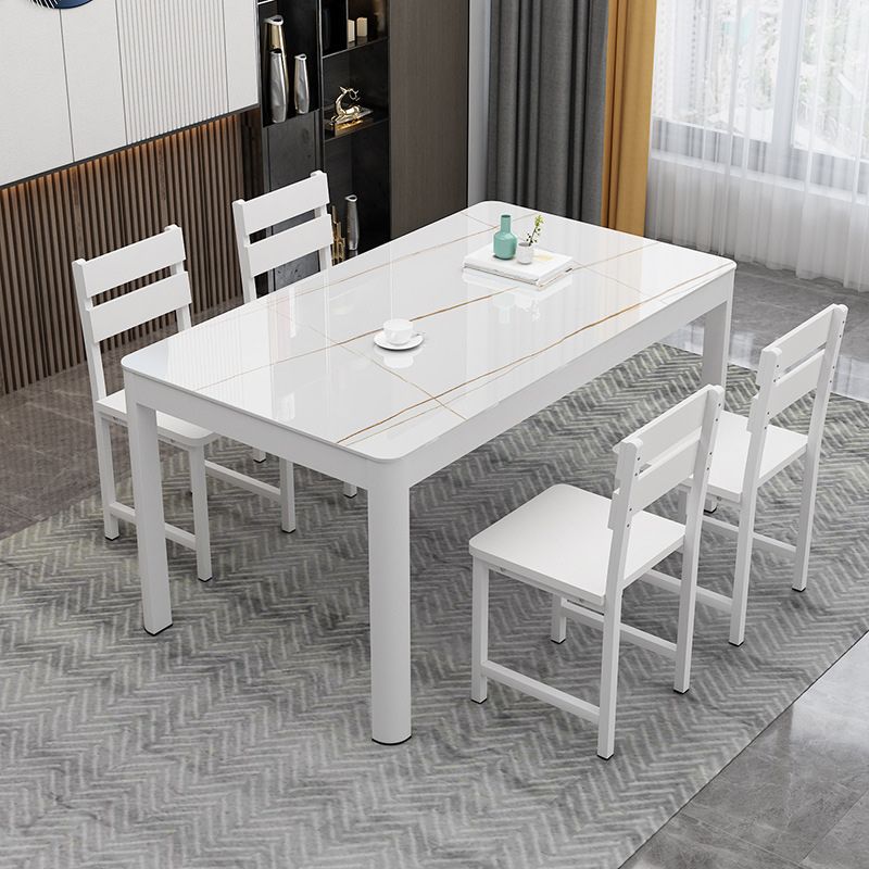 Metal Modern Rectangle Indoor Table Glass Top Table for Dining Room and Kitchen