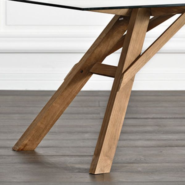 Rectangle Glass Transparent Dining Table Simplicity 4 Legs Table for Dining Room