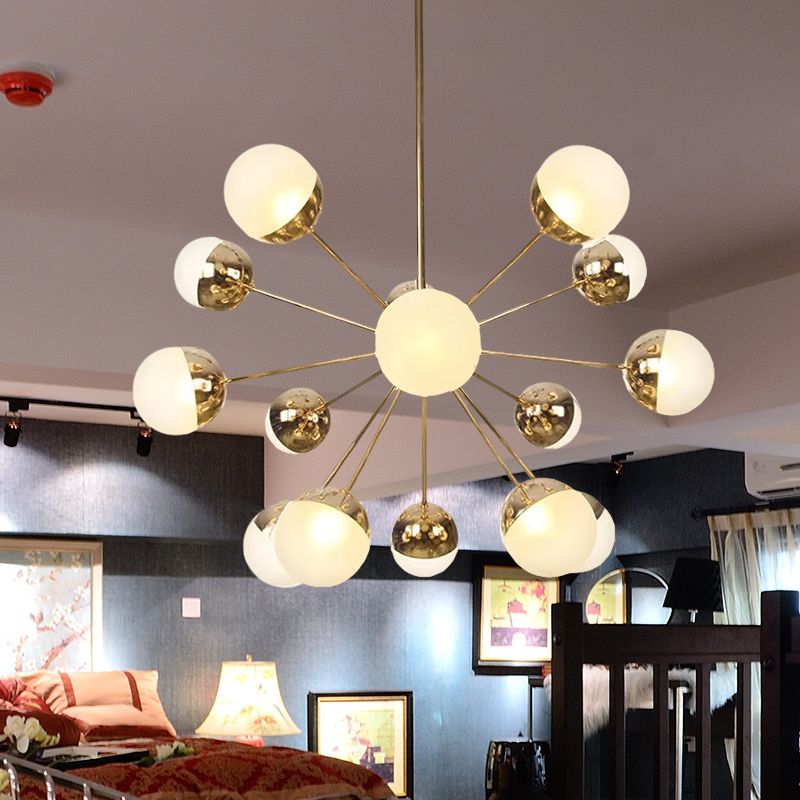 Semi-encastré Globe pour salle à manger, verre blanc/transparent/gris fumée, 9/12/15 lumières, luminaire semi-encastré contemporain en cuivre/chrome/or