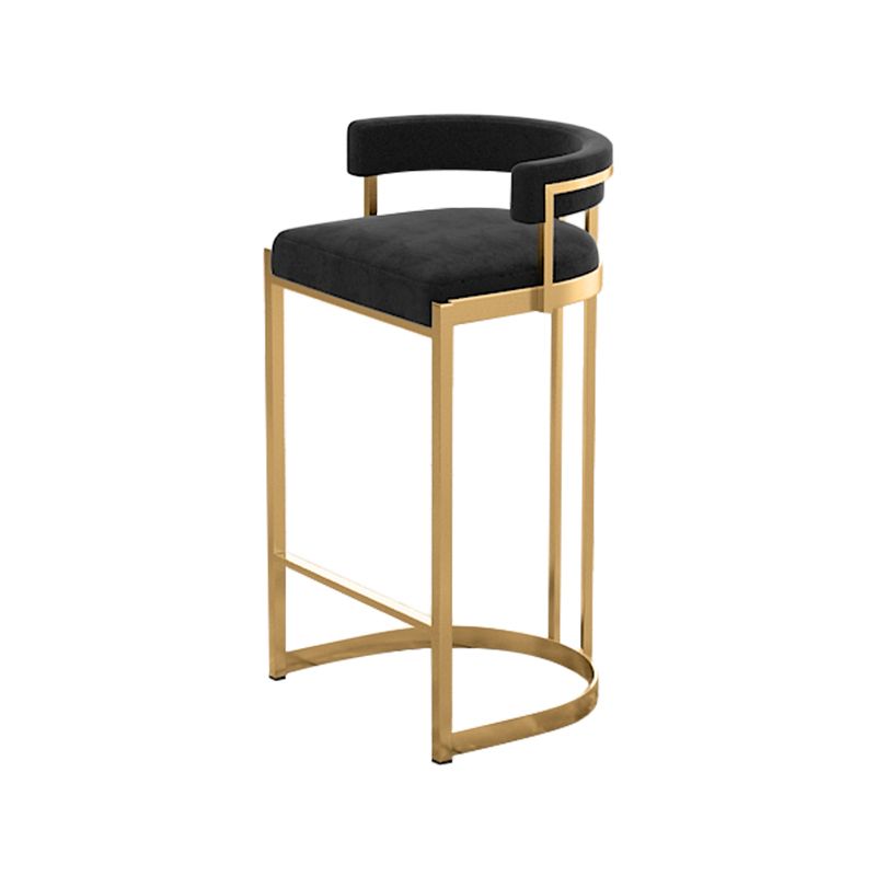 Glam Bucket Bar Stool Upholstered Bar Stool with Gold Metal Base