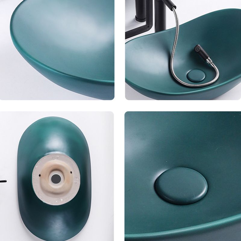 Modern Bathroom Sink Oval Bathroom Sink Overflow with Basin and Faucet
