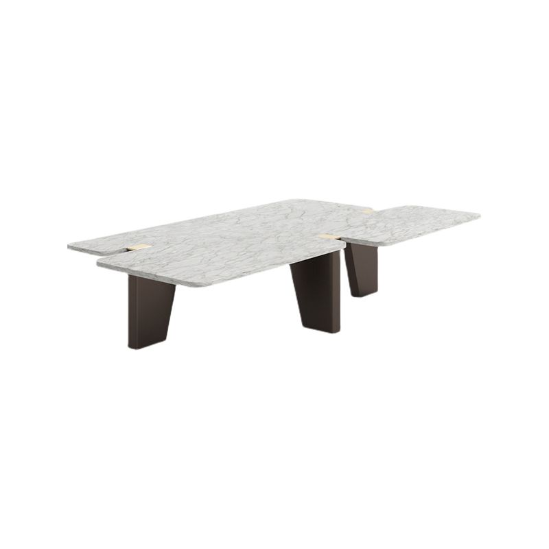 13.7"H Contemporary Wooden 3-leg Base White/grey Irregular Marble Coffee Table