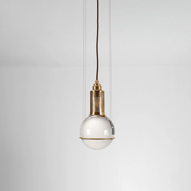 1 Light Pendant Light Modern Minimalist Globe Clear Crystal Shade Hanging Lamp for Living Room