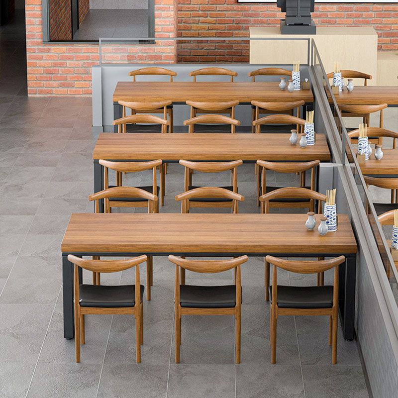 Natural Industrial 1/2/5/7 Pieces Dining Table Set Solid Wood Fixed Dining Table Furniture