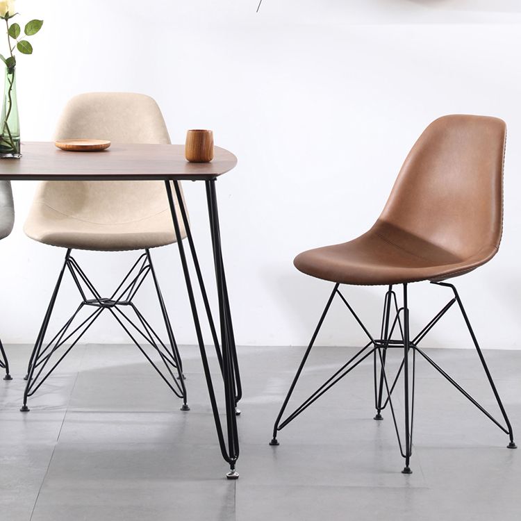 Design industriale in pelle sedia da sala da pranzo senza braccio sedia da pranzo solido